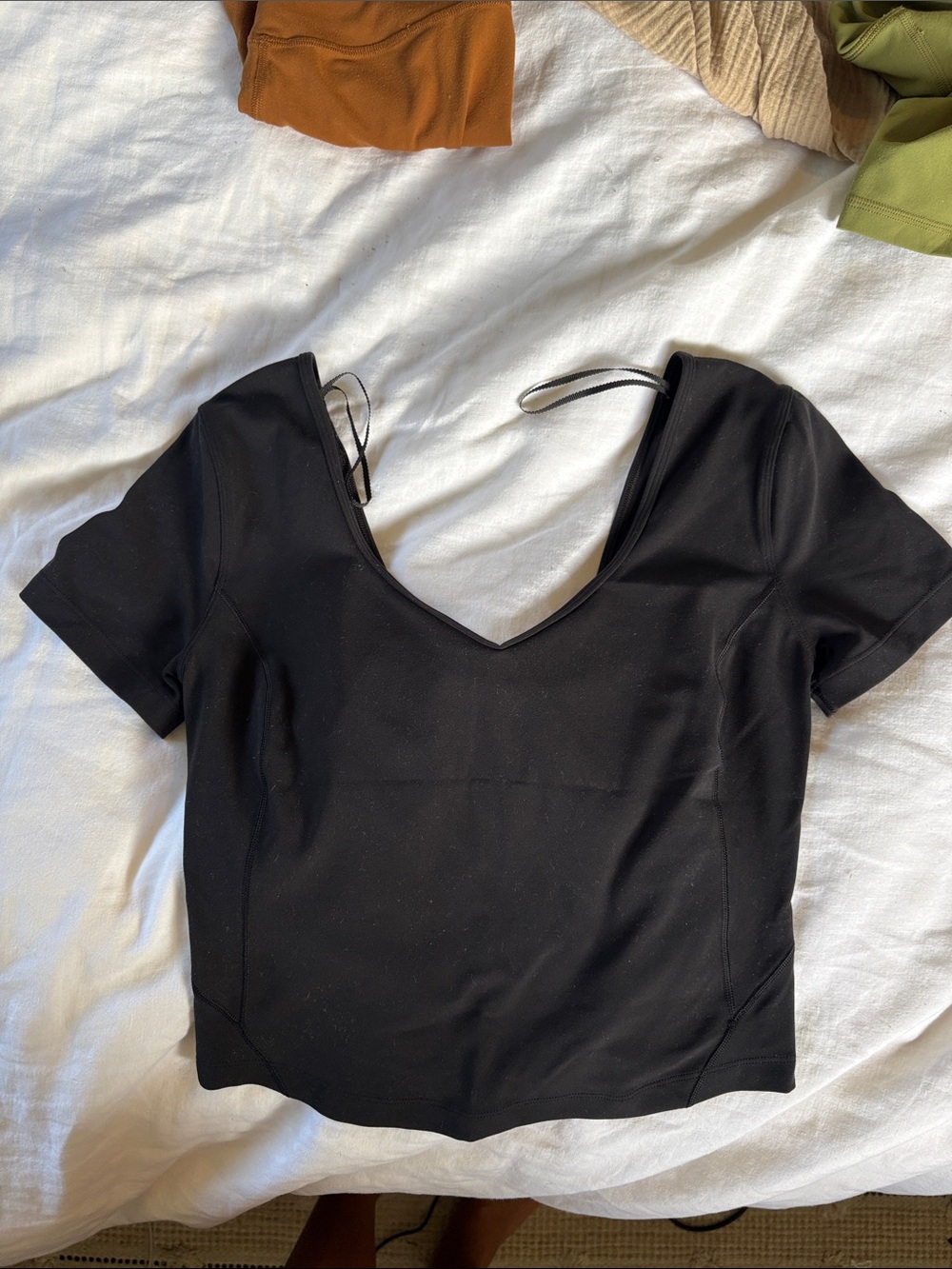 Black V-Neck Short Sleeve Women's Top